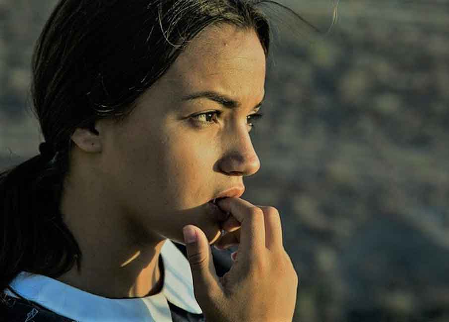 Side profile of a woman.